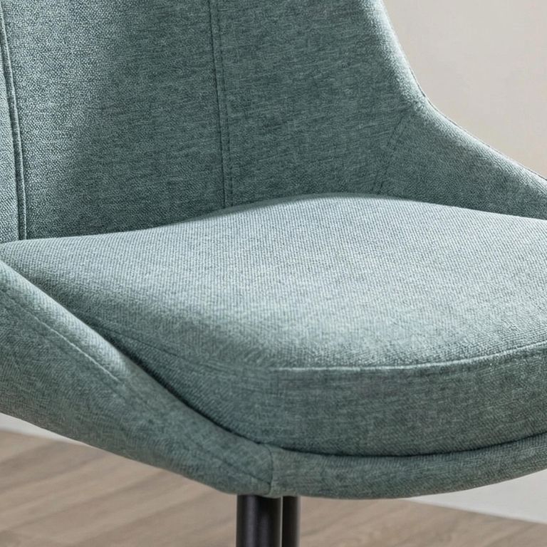 Darwin Dining Chair - Green Fabric - Black Legs