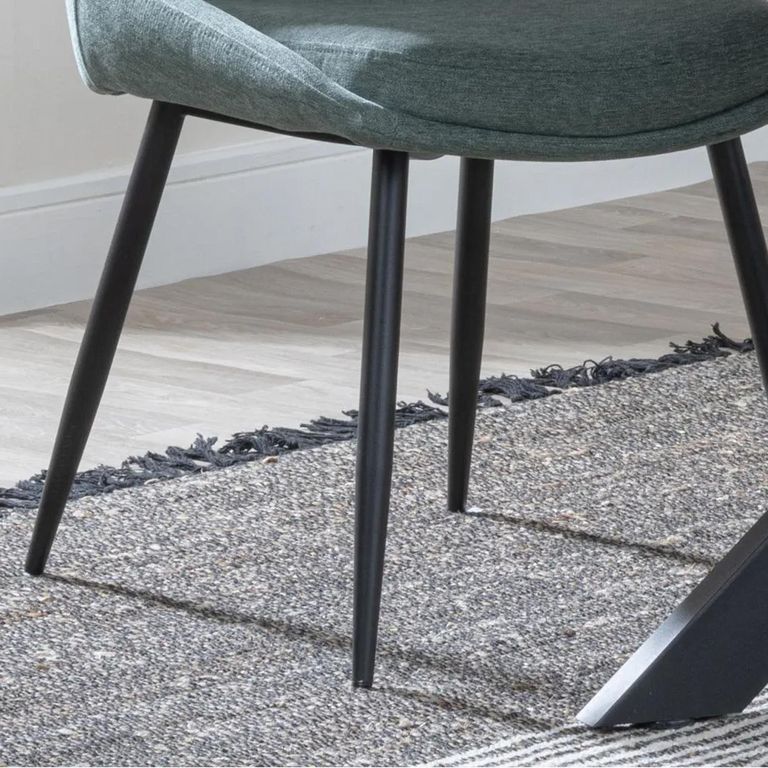 Darwin Dining Chair - Green Fabric - Black Legs