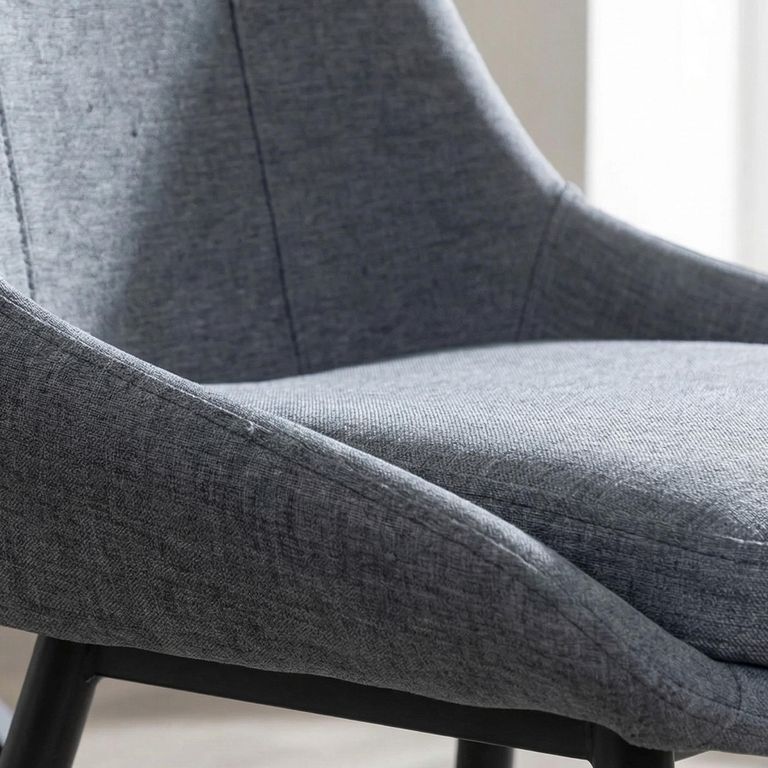 Darwin Dining Chair - Grey Fabric - Black Legs