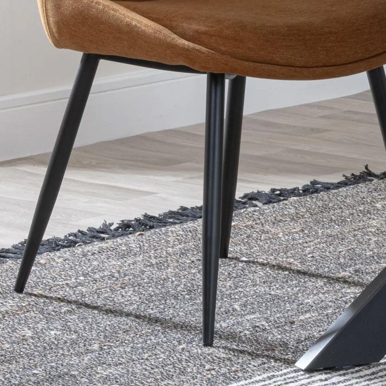 Darwin Dining Chair - Orange Fabric - Black Legs