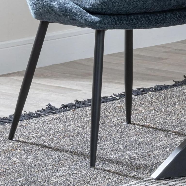 Peyton Dining Chair - Blue Fabric - Black Legs