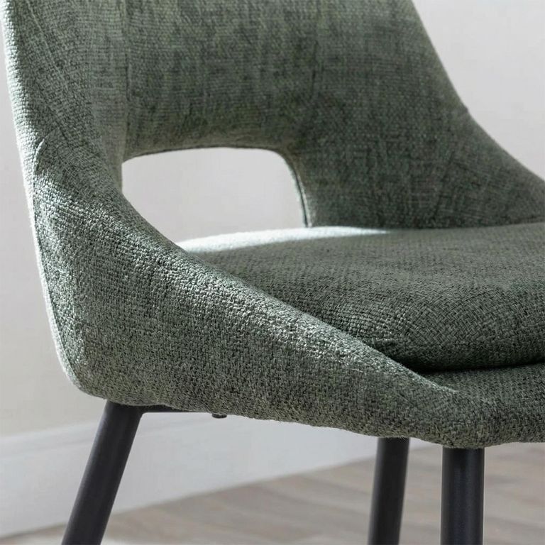 Peyton Dining Chair - Green Fabric - Black Legs
