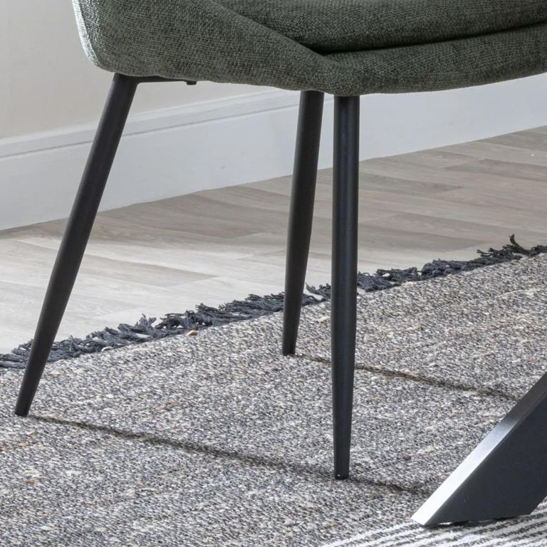 Peyton Dining Chair - Green Fabric - Black Legs