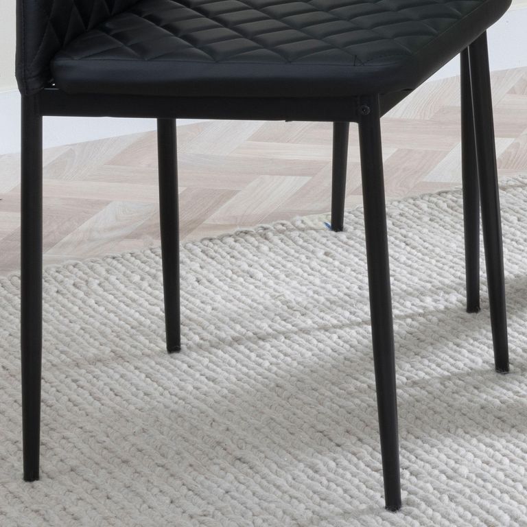 Metro Dining Chair - Set of 4 - Black Leather - Black Metal Legs