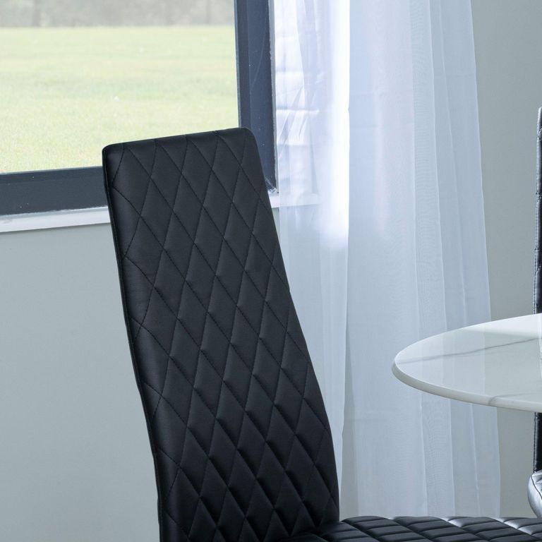 Clearance - Metro Dining Chair - Black Leather - Chrome Metal Legs