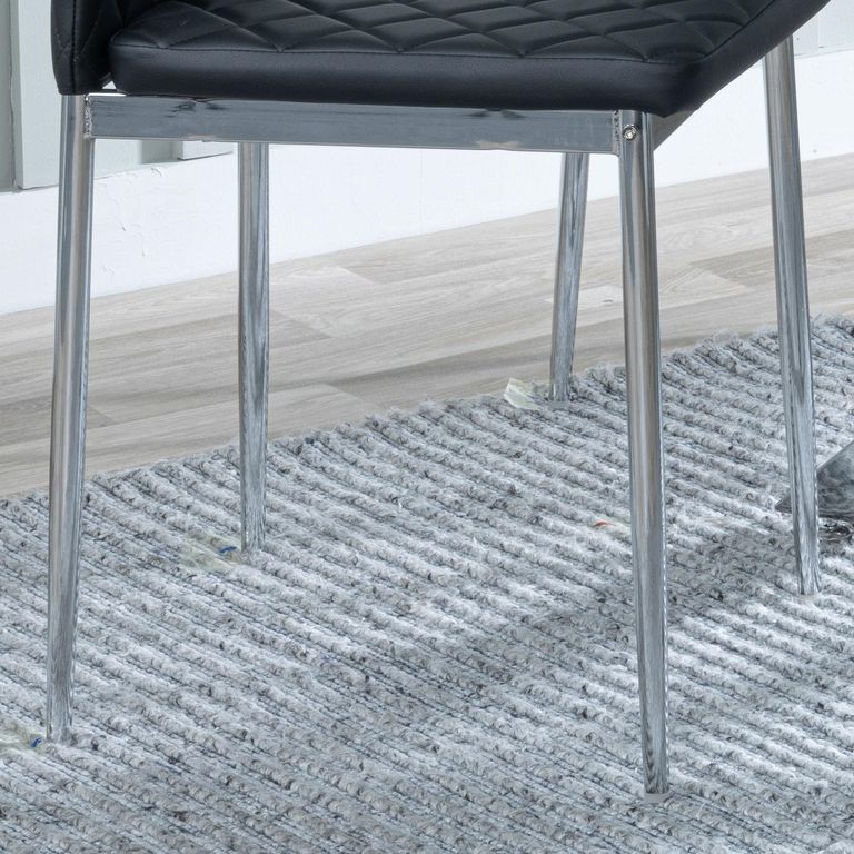 Clearance - Metro Dining Chair - Black Leather - Chrome Metal Legs