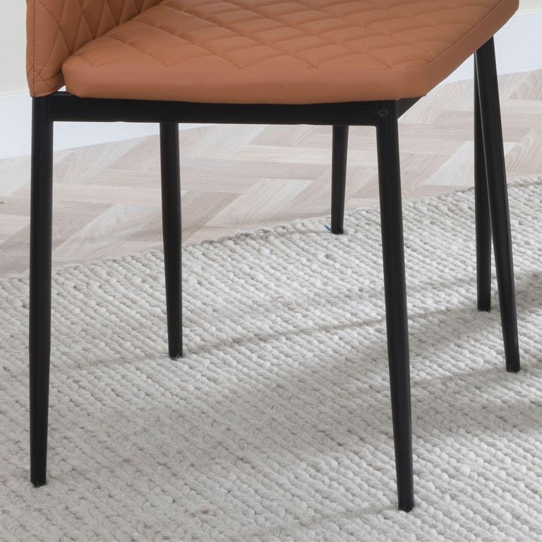 Metro Dining Chair - Set of 4 - Burnt Orange Leather - Black Metal Legs