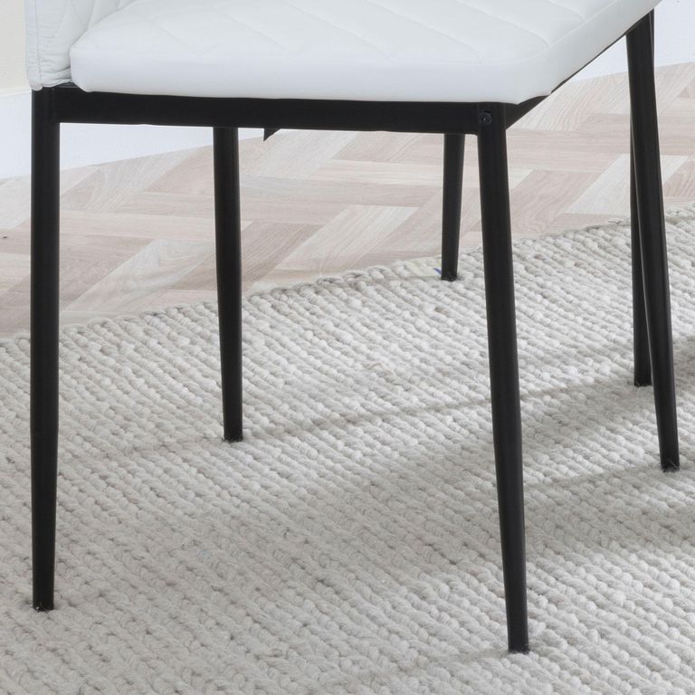 Metro Dining Chair - Set of 4 - White Leather - Black Metal Legs