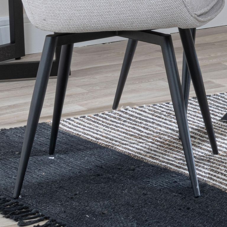 Ace Dining Chair - Swivel - Beige Fabric - Black Legs