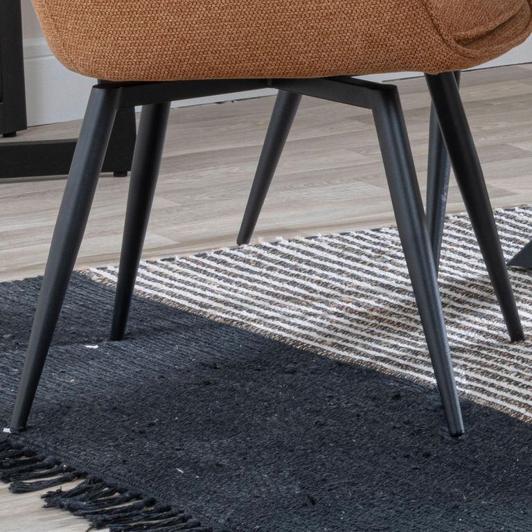 Ace Dining Chair - Swivel - Orange Fabric - Black Legs