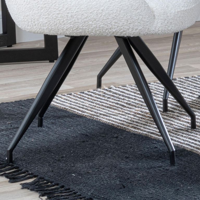 Arctic Dining Chair - Swivel - Cream Boucle Fabric - Black Legs
