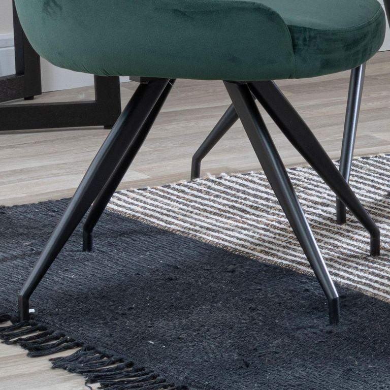 Arctic Dining Chair - Swivel - Green Velvet Fabric - Black Legs