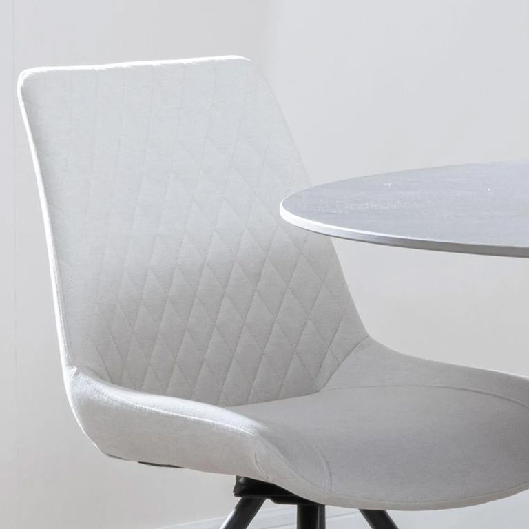 Boden Dining Chair - Swivel - Cream Fabric - Black Legs