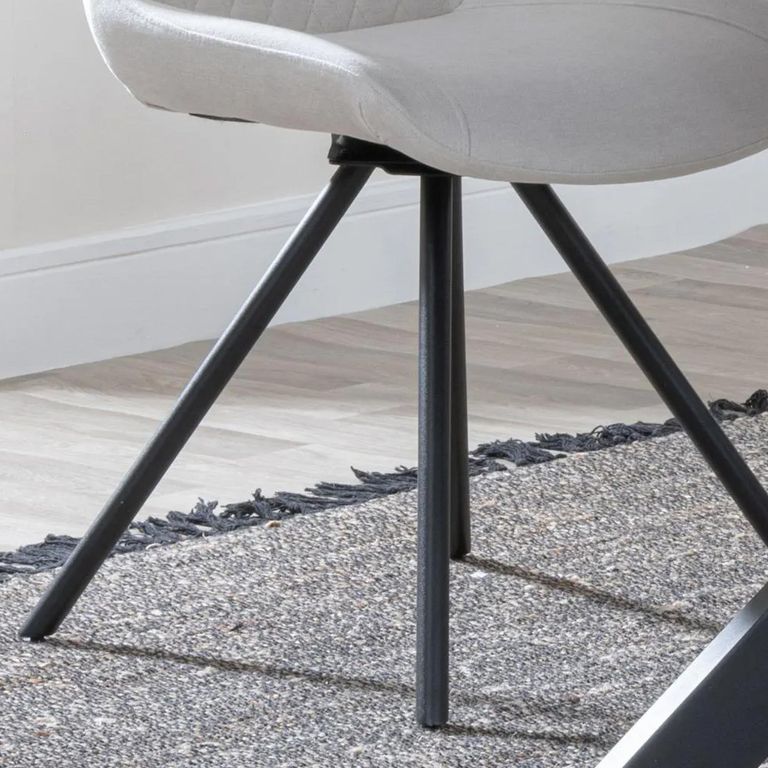 Boden Dining Chair - Swivel - Cream Fabric - Black Legs