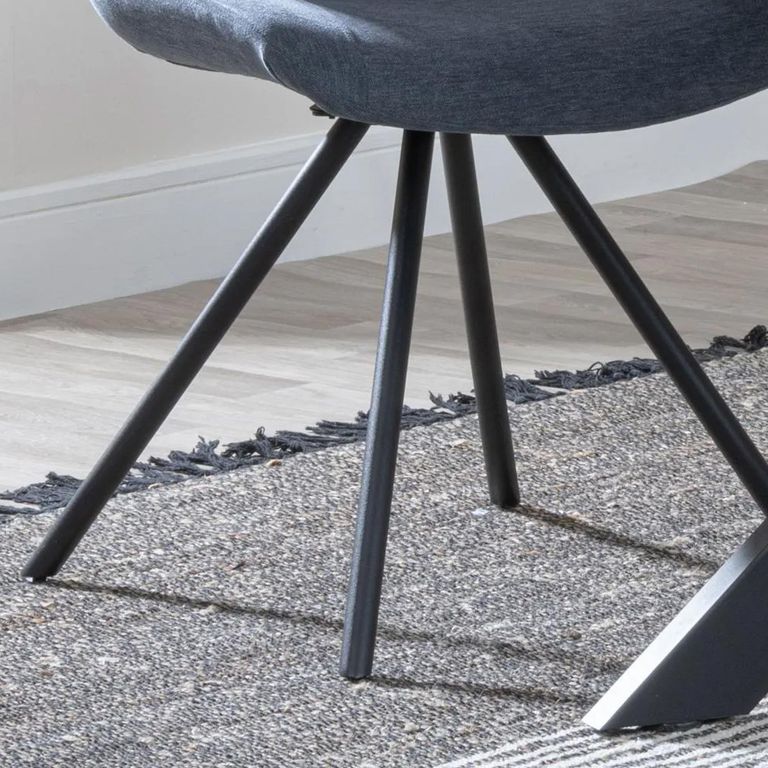 Boden Dining Chair - Swivel - Dark Grey Fabric - Black Legs