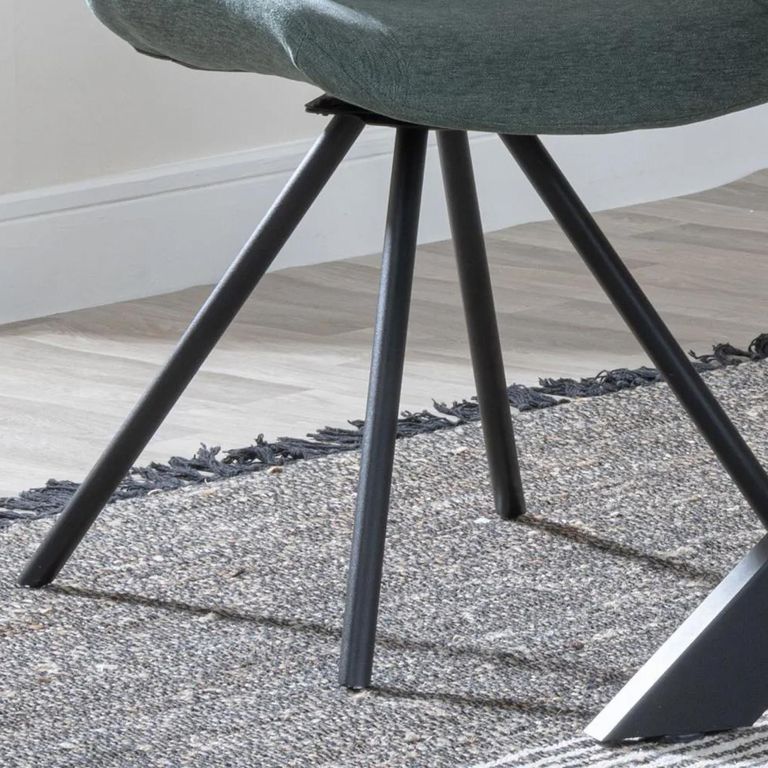 Boden Dining Chair - Swivel - Green Fabric - Black Legs