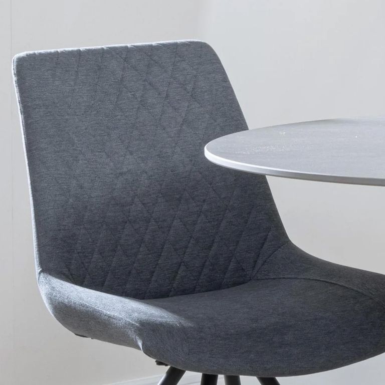 Boden Dining Chair - Swivel - Grey Fabric - Black Legs