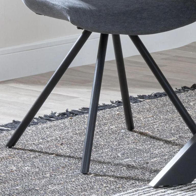Boden Dining Chair - Swivel - Grey Fabric - Black Legs