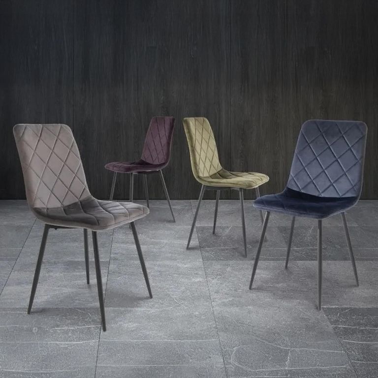 Clearance - Bella Dining Chair - Set of 2 - Juniper Green Velvet - Cross Stitched - A455