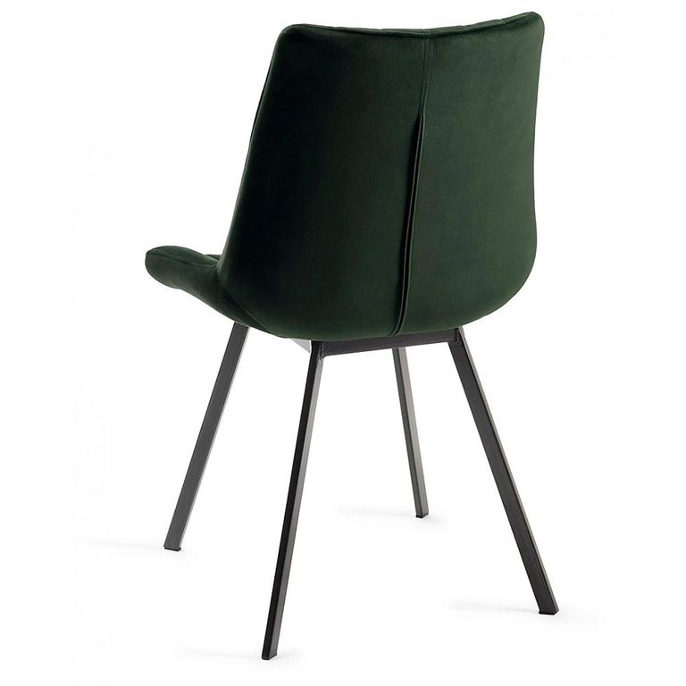 Clearance - Fontana Dining Chair - Set of 2 - Green Velvet Fabric - with Black Legs - A401
