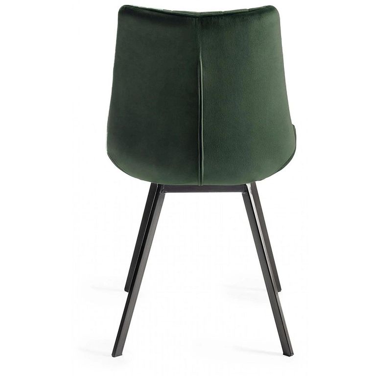 Clearance - Fontana Dining Chair - Set of 2 - Green Velvet Fabric - with Black Legs - A402