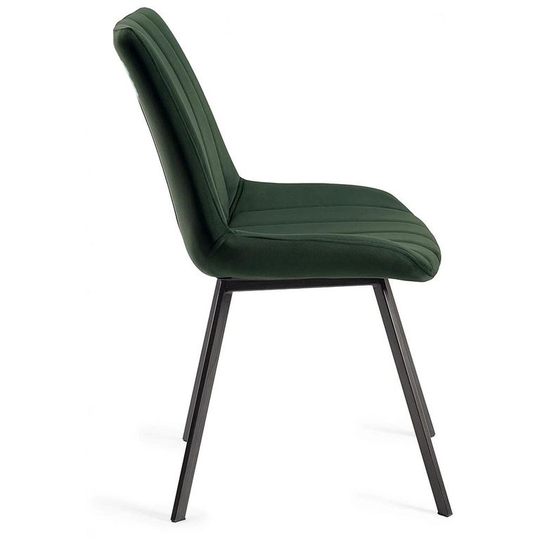Clearance - Fontana Dining Chair - Set of 2 - Green Velvet Fabric - with Black Legs - A402