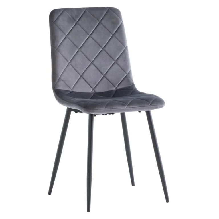 Clearance - Bella Dining Chair - Set of 2 - Cross Stitched - Grey Velvet - A421