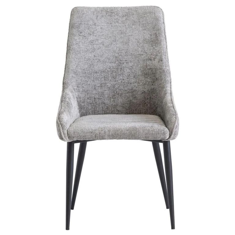 Clearance - Mallory Dining Chair - Set of 2 - Grey Fabric - with Black Powder Coated Legs - A424