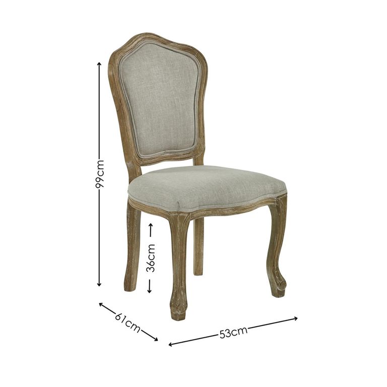 Camille Dining Chair - Set of 2 - Oatmeal Fabric