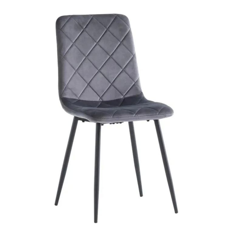Clearance - Bella Dining Chair - Set of 2 - Cross Stitched - Grey Velvet - FSS16162