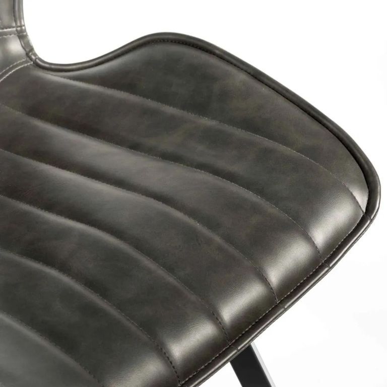 Clearance - Norwich Dining Chairs - Set of 2 - Vintage Leather - Grey - A577
