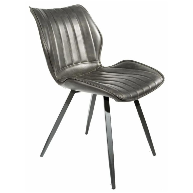 Clearance - Norwich Dining Chairs - Set of 2 - Vintage Leather - Grey - A577