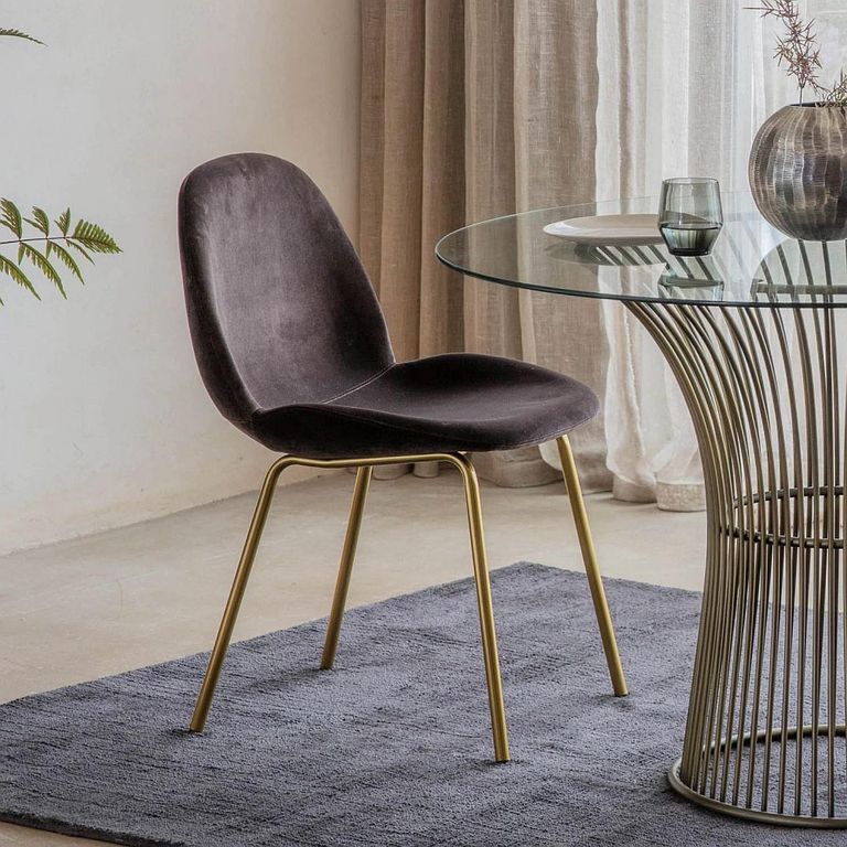 Clearance - Flanagan Dining Chair - Set of 2 - Chocolate Brown Velvet Fabric - A600