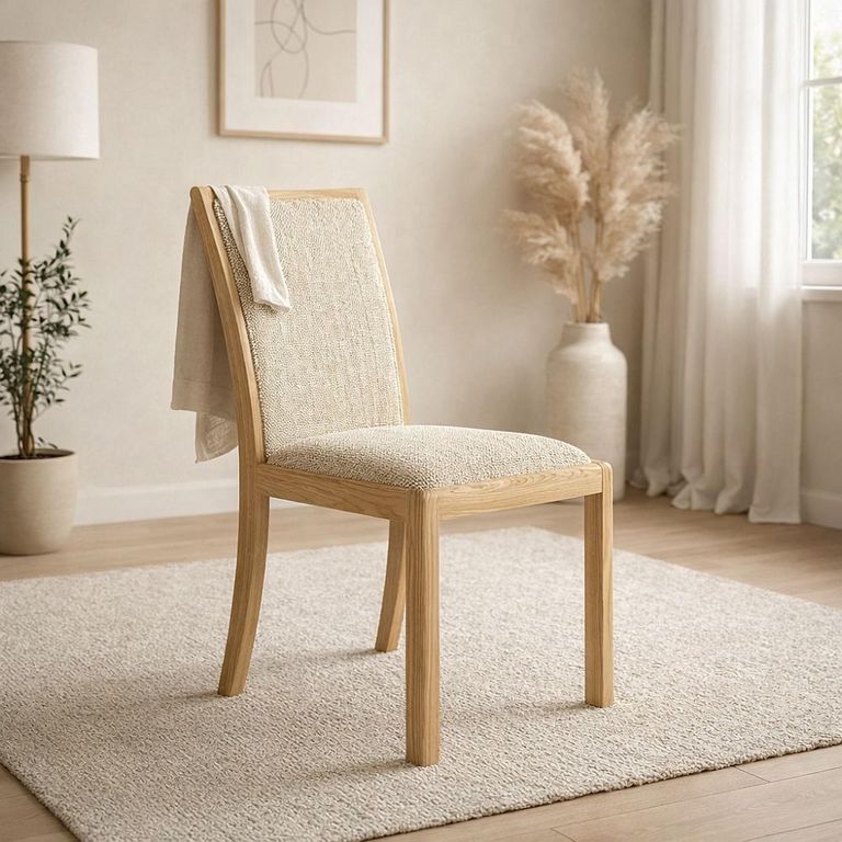 Stockholm Dining Chair - Set of 2 - Low Back - Natural Fabric - Oak