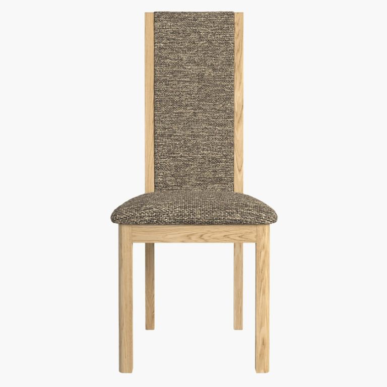 Stockholm Dining Chair - Set of 2 - High Back - Grey Fabric - Oak