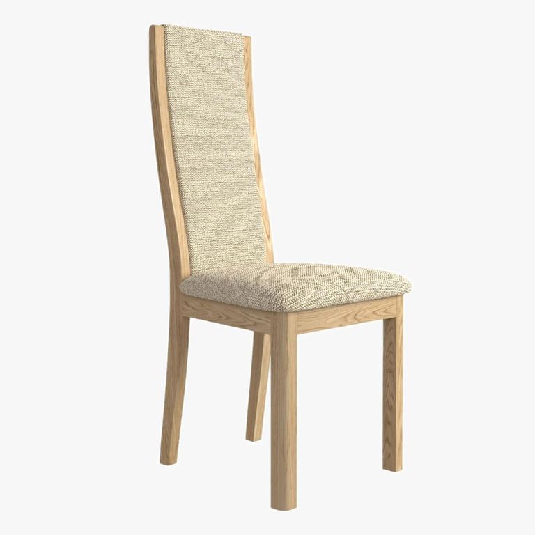 Stockholm Dining Chair - Set of 2 - High Back - Natural Fabric - Oak