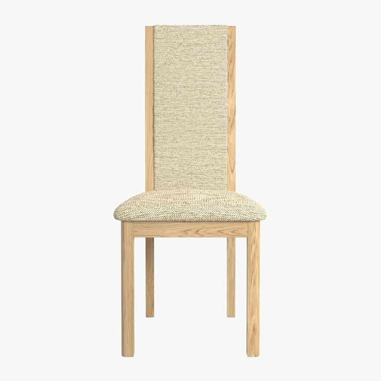 Stockholm Dining Chair - Set of 2 - High Back - Natural Fabric - Oak