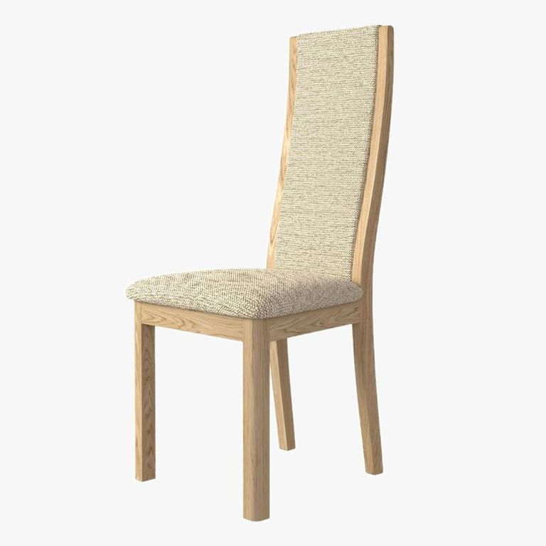 Stockholm Dining Chair - Set of 2 - High Back - Natural Fabric - Oak