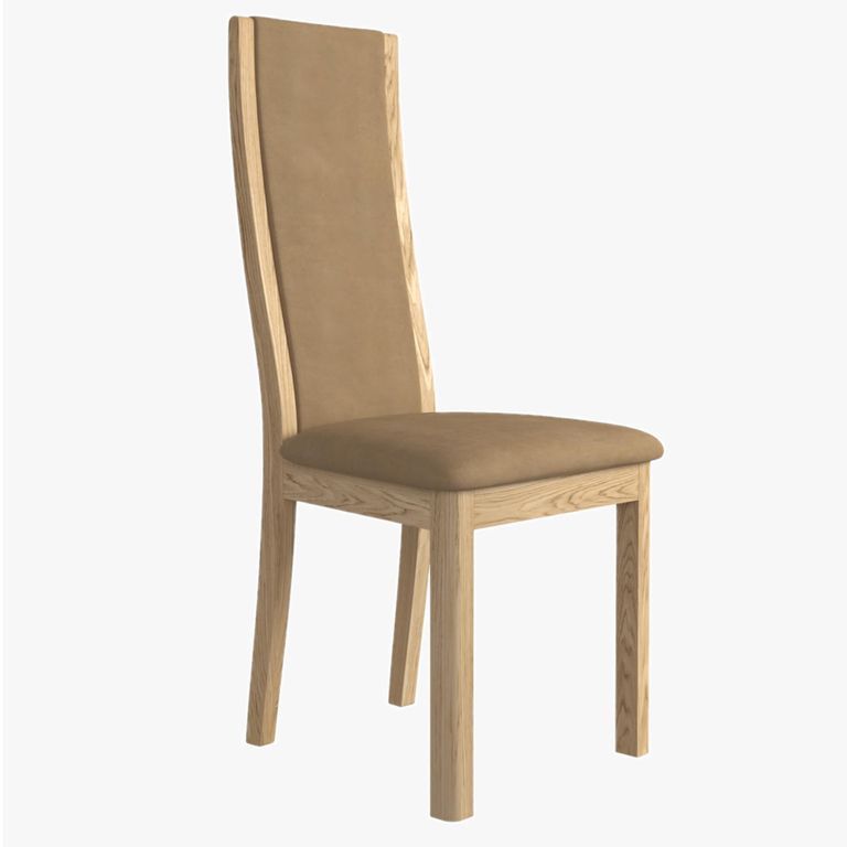 Stockholm Dining Chair - Set of 2 - High Back - Taupe Faux Leather - Oak
