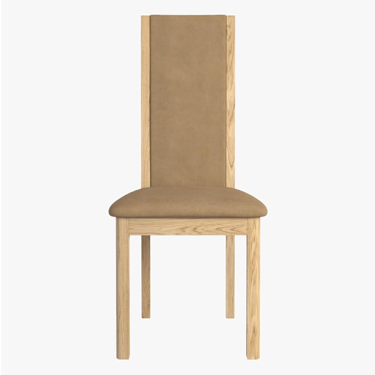 Stockholm Dining Chair - Set of 2 - High Back - Taupe Faux Leather - Oak