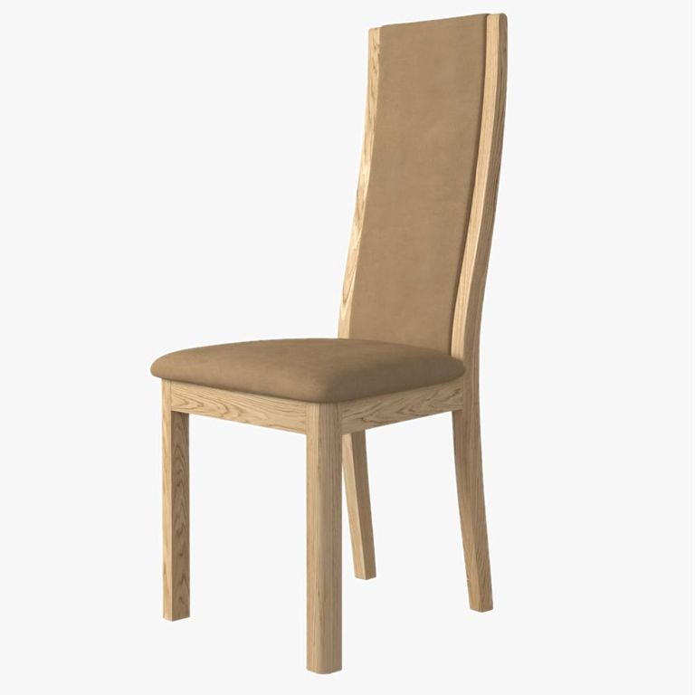 Stockholm Dining Chair - Set of 2 - High Back - Taupe Faux Leather - Oak