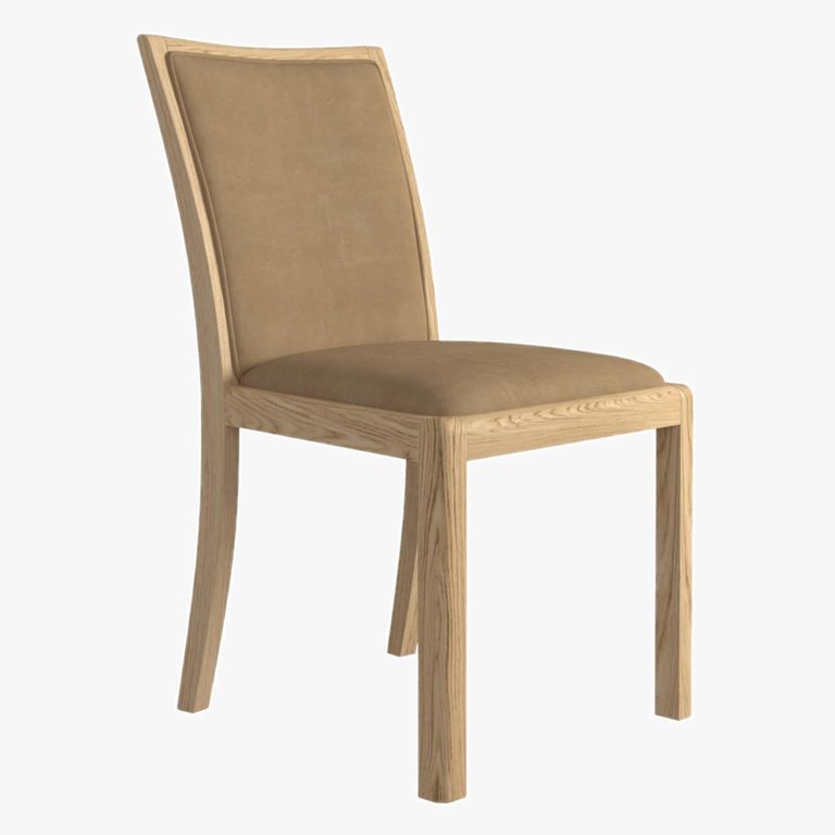 Stockholm Dining Chair - Set of 2 - Low Back - Taupe Faux Leather - Oak