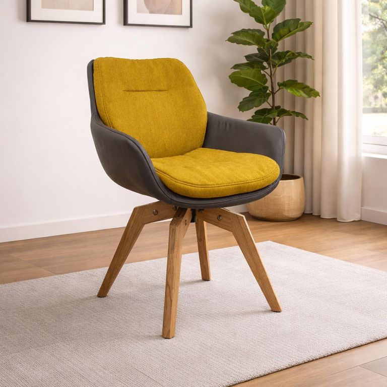 Anna Dining Armchair - Oak Swivel Legs - Variation Available