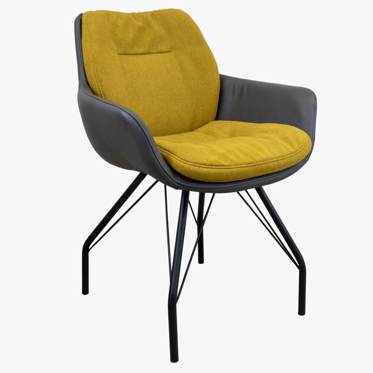 Anna Dining Armchair - Anthracite Black Powder Coated Round Legs - Variation Available