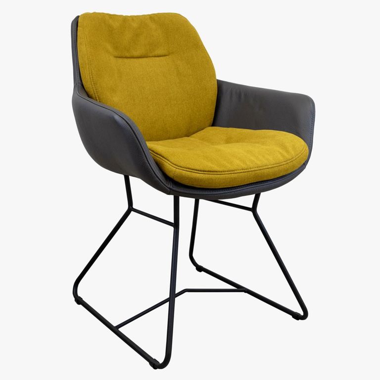 Anna Dining Armchair - Anthracite Black Powder Coated Sled Legs - Variation Available