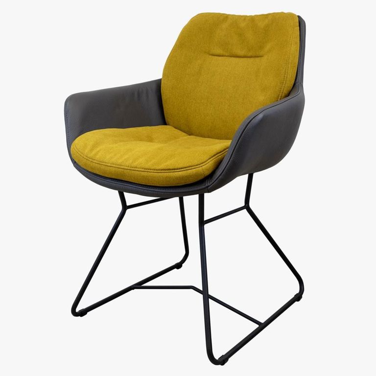 Anna Dining Armchair - Anthracite Black Powder Coated Sled Legs - Variation Available