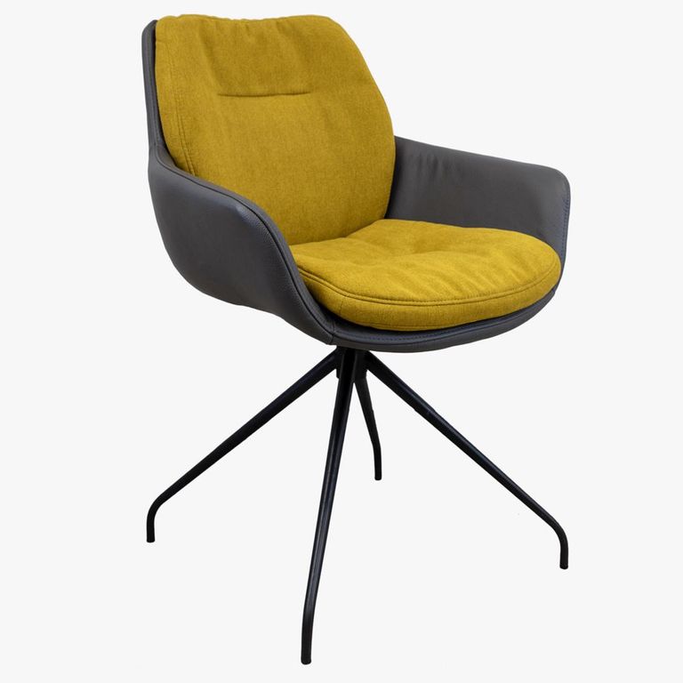 Anna Dining Armchair - Anthracite Black Powder Coated Swivel Legs - Variation Available