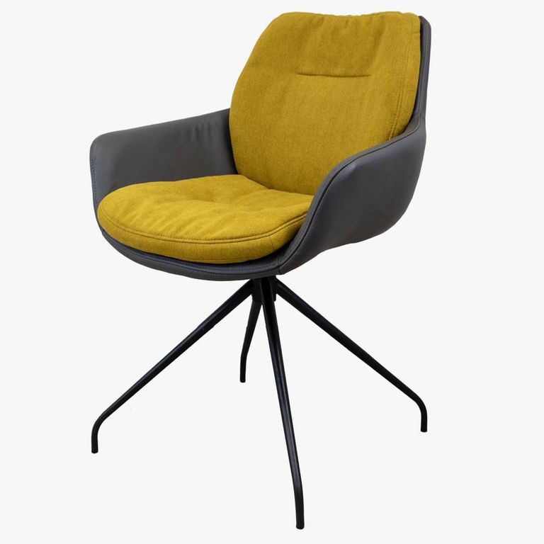 Anna Dining Armchair - Anthracite Black Powder Coated Swivel Legs - Variation Available