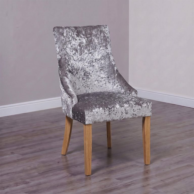 Bergen Dining Chair - Set of 2 - Silver Deep Crushed Velvet
