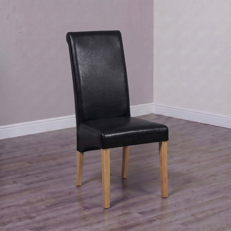 Wave Dining Chair - Set of 2 - Matt Noir Bonded Leather